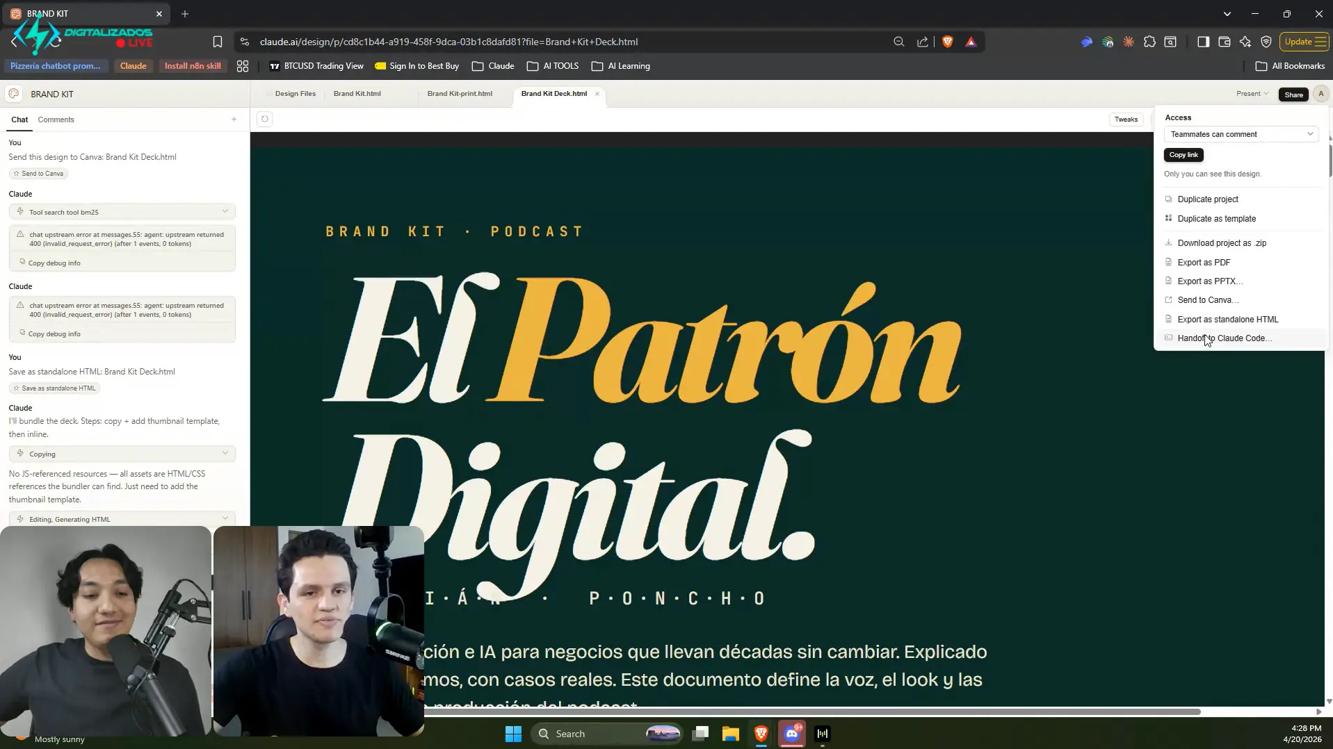 Sesión de Digitalizados Live desarrollando el concepto El Patrón Digital